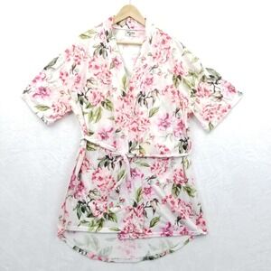 Show Me Your Mumu Robe Women One‎ Size Pink White Floral Short Cover Up Lounge